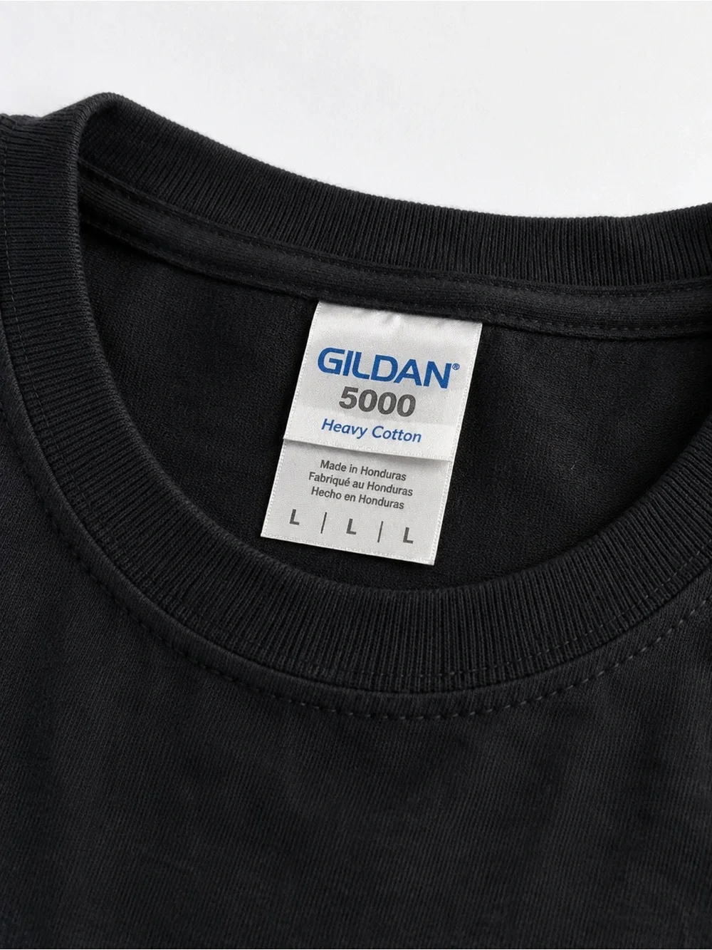 Gildan 5000 Black Crewneck Heavy Cotton T-Shirt Streetwear Size L